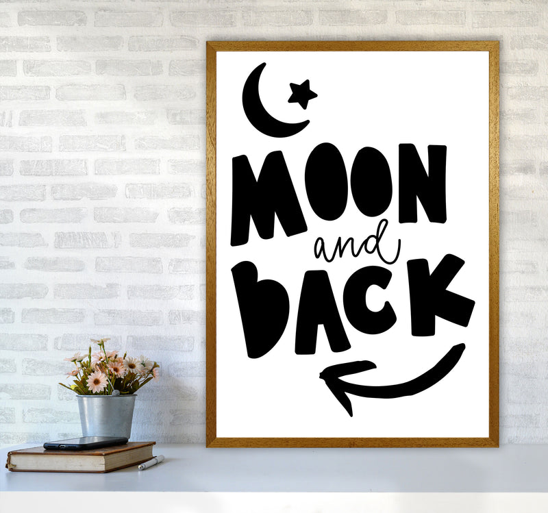 Moon And Back Black Framed Typography Wall Art Print A1 Print Only