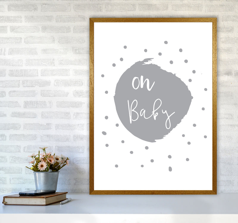 Oh Baby Grey Framed Typography Wall Art Print A1 Print Only
