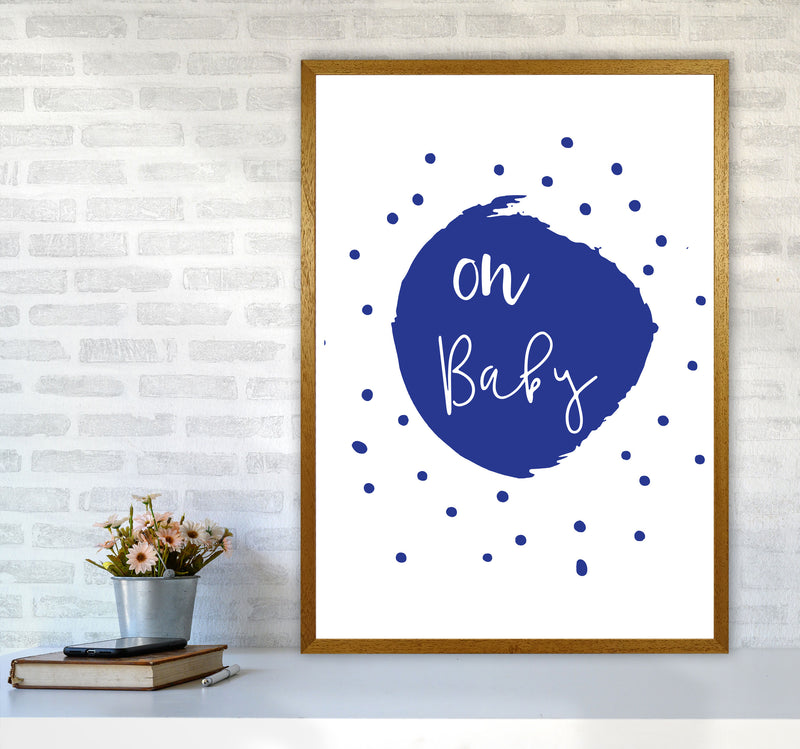Oh Baby Navy Framed Typography Wall Art Print A1 Print Only