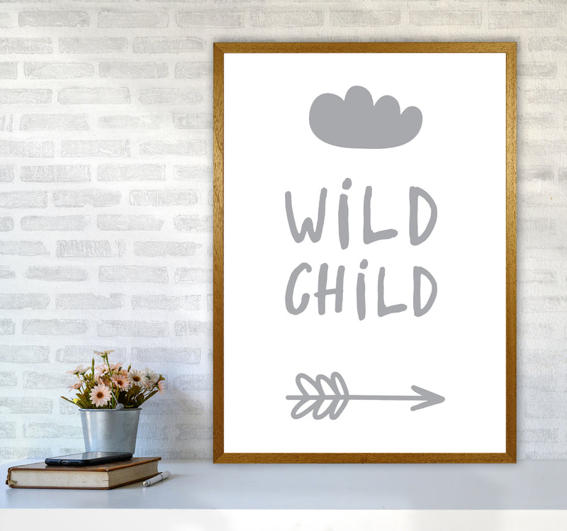 Wild Child Grey Framed Nursey Wall Art Print A1 Print Only
