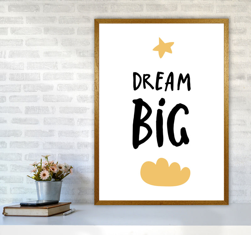 Dream Big Yellow Cloud Framed Typography Wall Art Print A1 Print Only