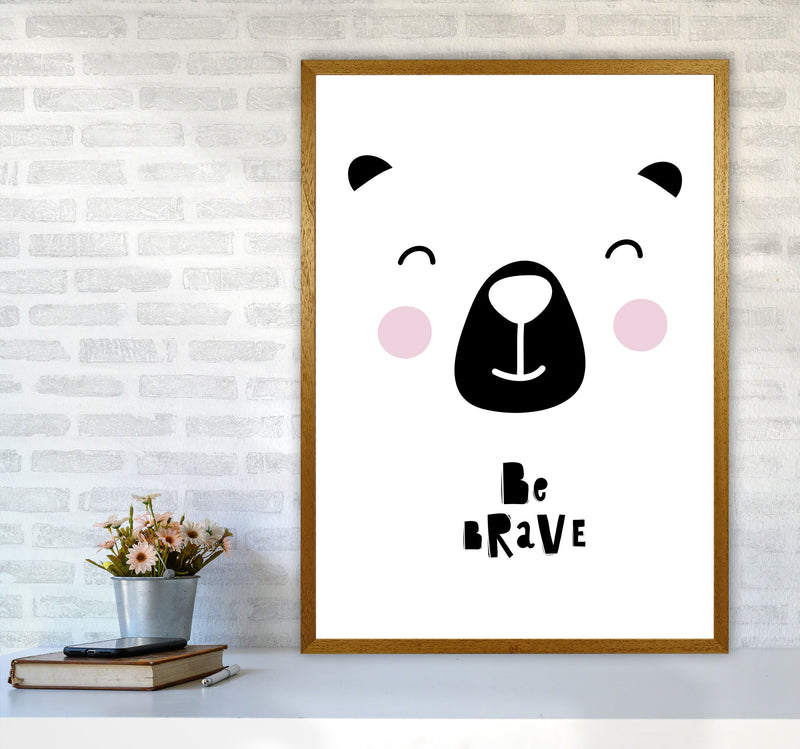 Be Brave Bear Face Framed Typography Wall Art Print A1 Print Only