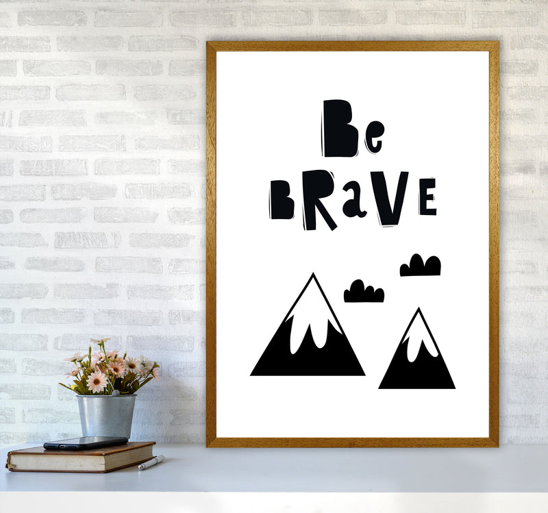 Be Brave Scandi Mountains Framed Typography Wall Art Print A1 Print Only