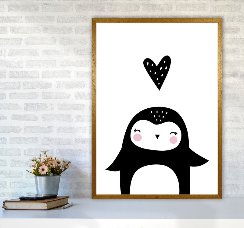 Penguin And Heart Modern Print Animal Art Print A1 Print Only