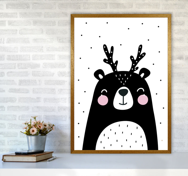 Black Bear With Antlers Modern Print Animal Art Print A1 Print Only