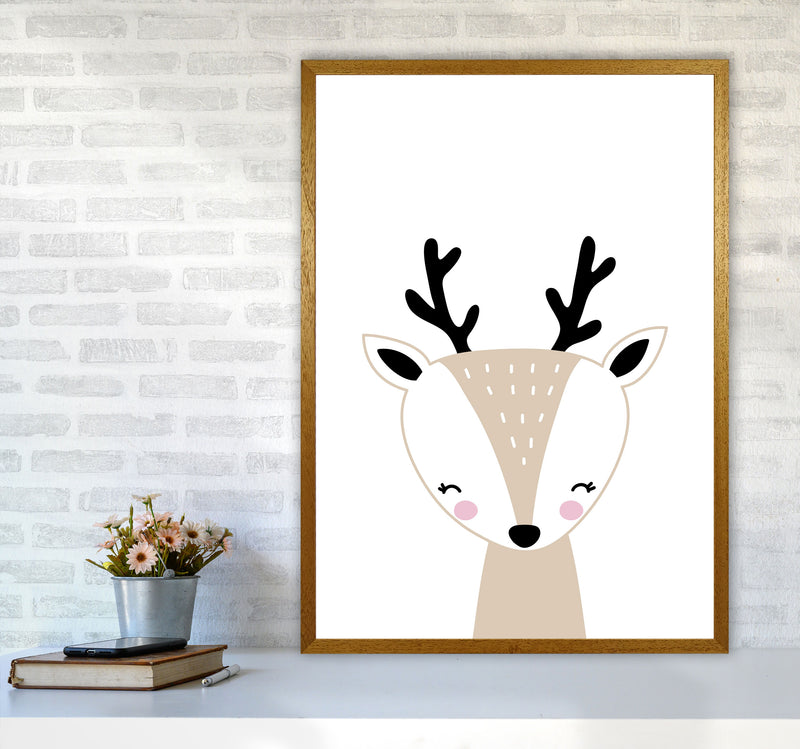 Scandi Beige Deer Framed Nursey Wall Art Print A1 Print Only