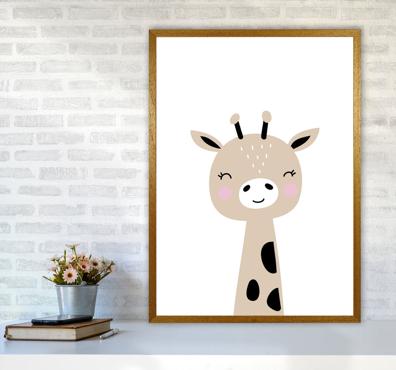 Scandi Brown Giraffe Framed Nursey Wall Art Print A1 Print Only