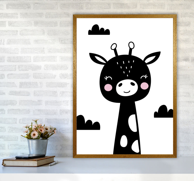 Scandi Black Giraffe Framed Nursey Wall Art Print A1 Print Only