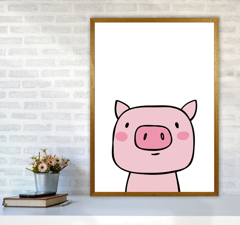 Scandi Pink Pig Framed Nursey Wall Art Print A1 Print Only