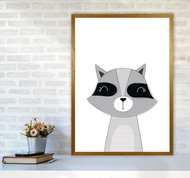 Scandi Raccoon Framed Nursey Wall Art Print A1 Print Only