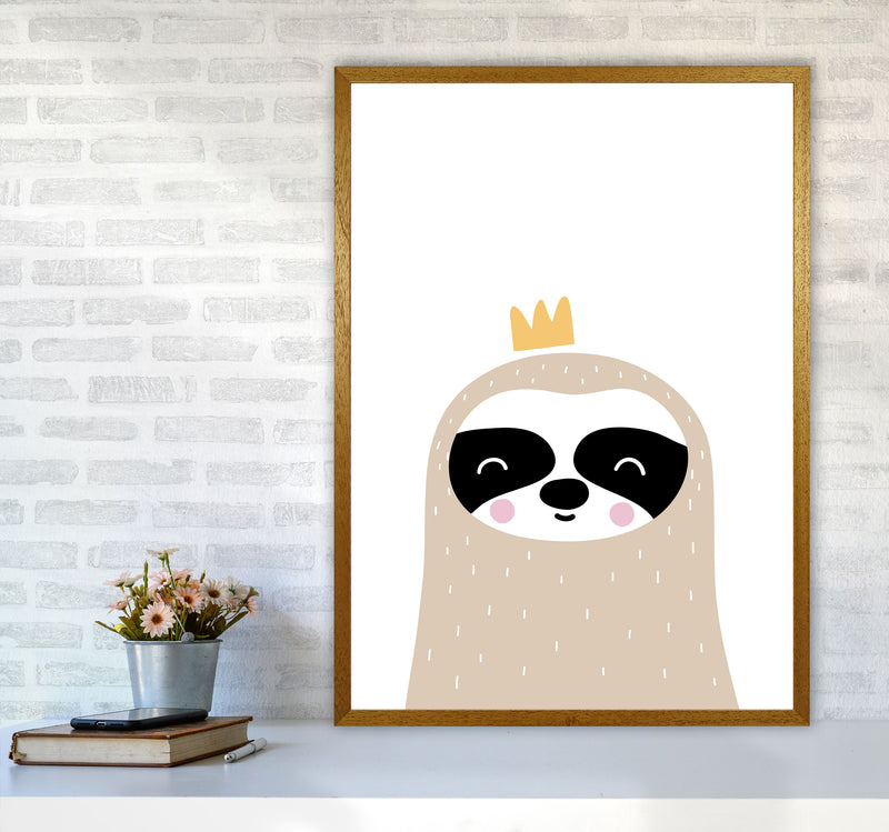 Scandi Sloth With Crown Framed Nursey Wall Art Print A1 Print Only