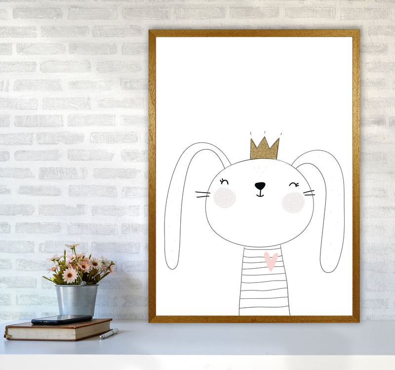 Scandi Cute Bunny With Crown Framed Nursey Wall Art Print A1 Print Only