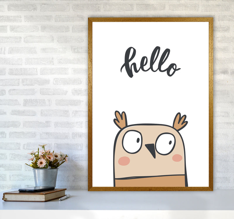 Hello Owl Modern Print Animal Art Print A1 Print Only