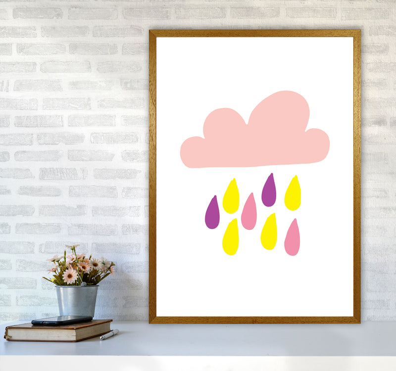 Pink Rain Cloud Framed Nursey Wall Art Print A1 Print Only