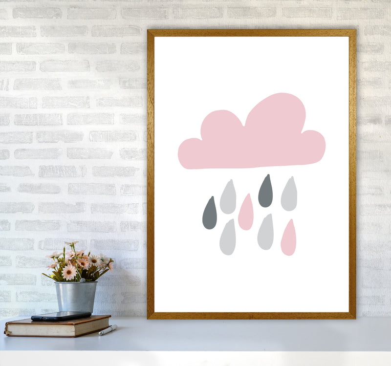 Pink And Grey Rain Cloud Framed Nursey Wall Art Print A1 Print Only