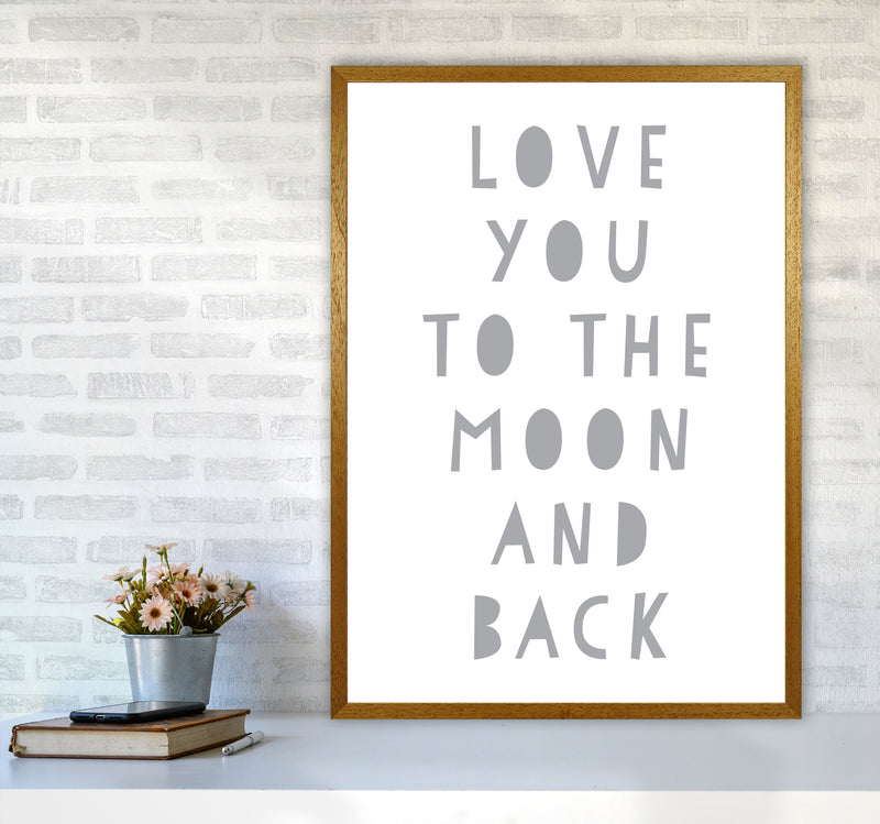 Love You To The Moon And Back Grey Framed Typography Wall Art Print A1 Print Only