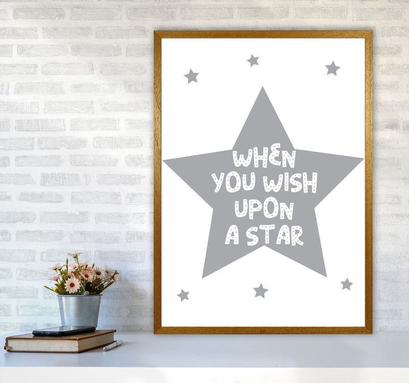 Wish Upon A Star Grey Framed Nursey Wall Art Print A1 Print Only