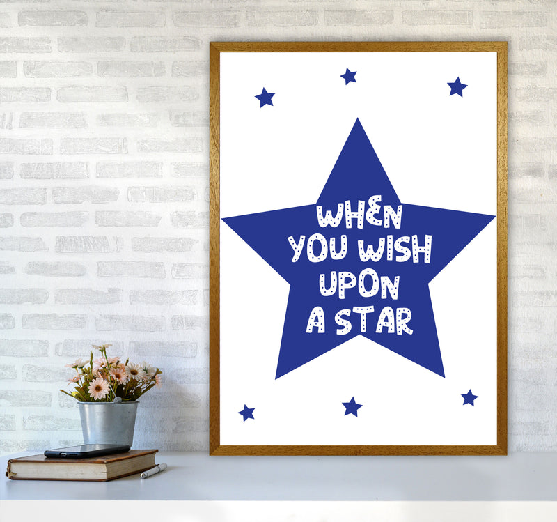 Wish Upon A Star Navy Framed Nursey Wall Art Print A1 Print Only