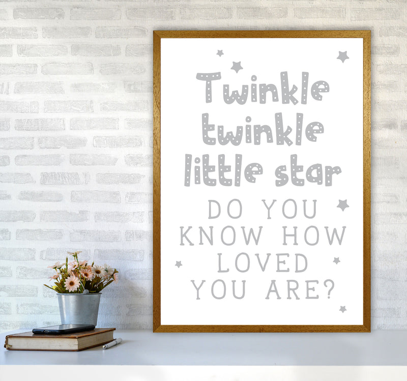 Twinkle Twinkle Little Star Grey Framed Nursey Wall Art Print A1 Print Only