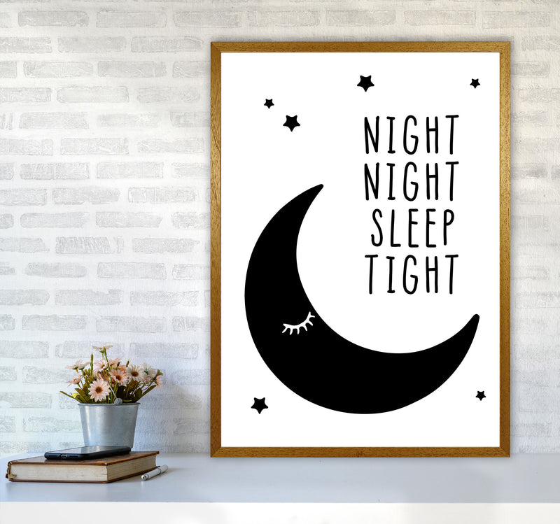 Night Night Moon Black Framed Nursey Wall Art Print A1 Print Only