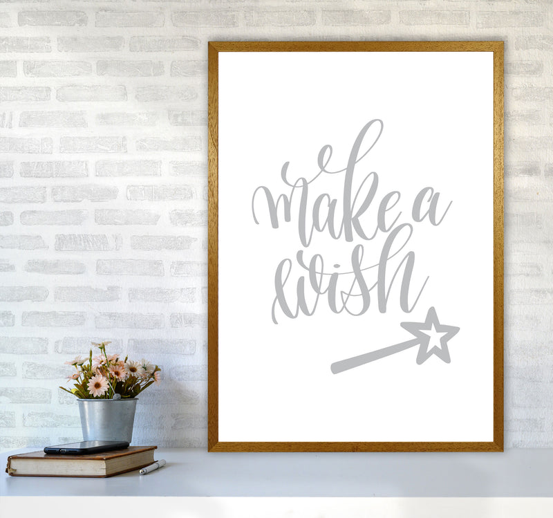 Make A Wish Grey Framed Typography Wall Art Print A1 Print Only