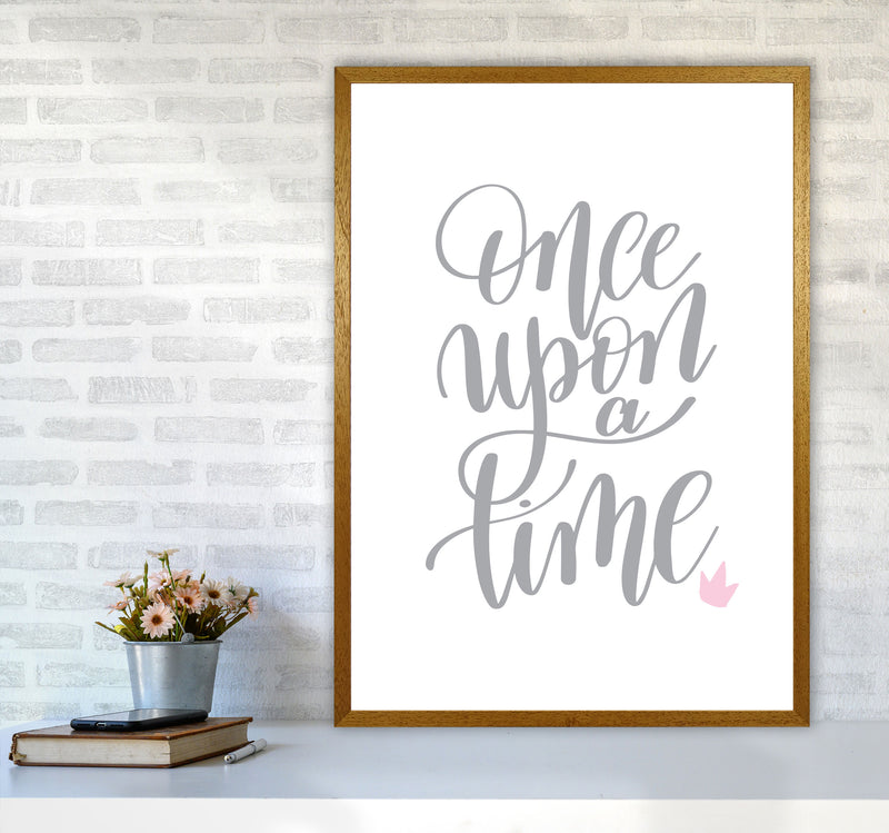 Once Upon A Time Grey Framed Typography Wall Art Print A1 Print Only