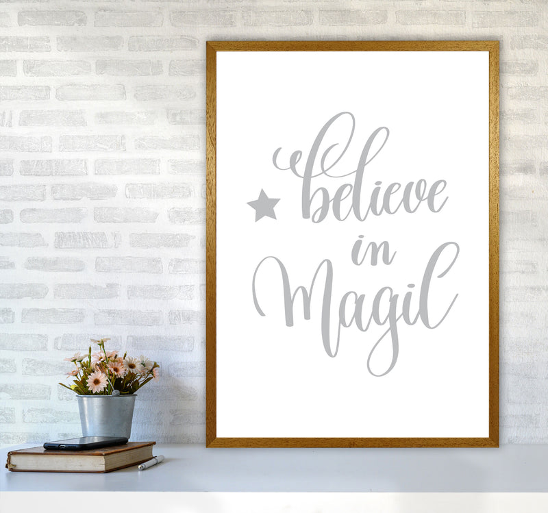 Believe In Magic Grey Framed Typography Wall Art Print A1 Print Only
