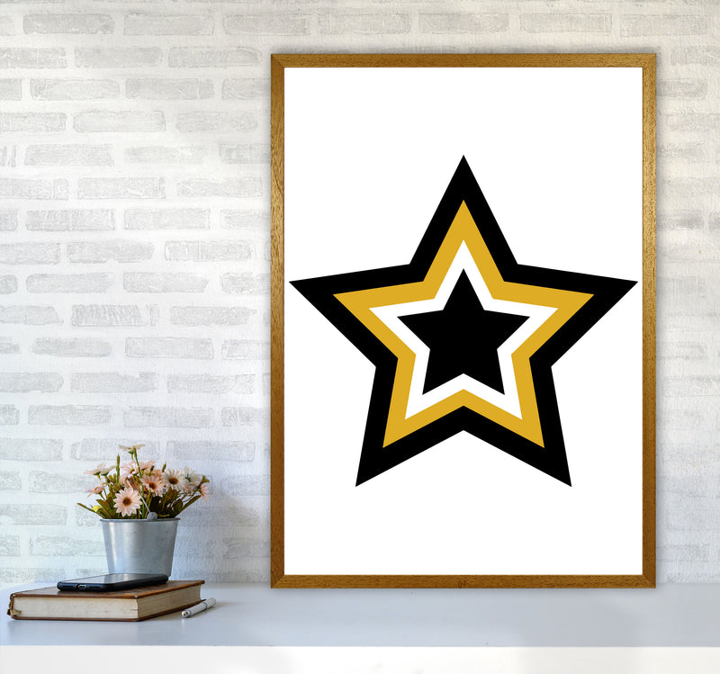 Mustard And Black Layered Star Modern Print A1 Print Only