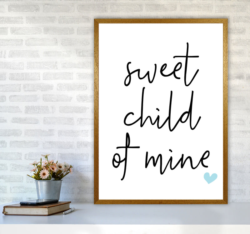 Sweet Child Of Mine Blue Framed Nursey Wall Art Print A1 Print Only