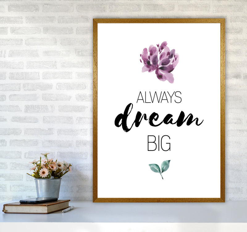 Always Dream Big Purple Floral Framed Typography Wall Art Print A1 Print Only