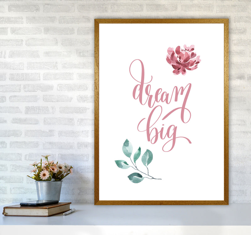 Dream Big Pink Floral Framed Typography Wall Art Print A1 Print Only