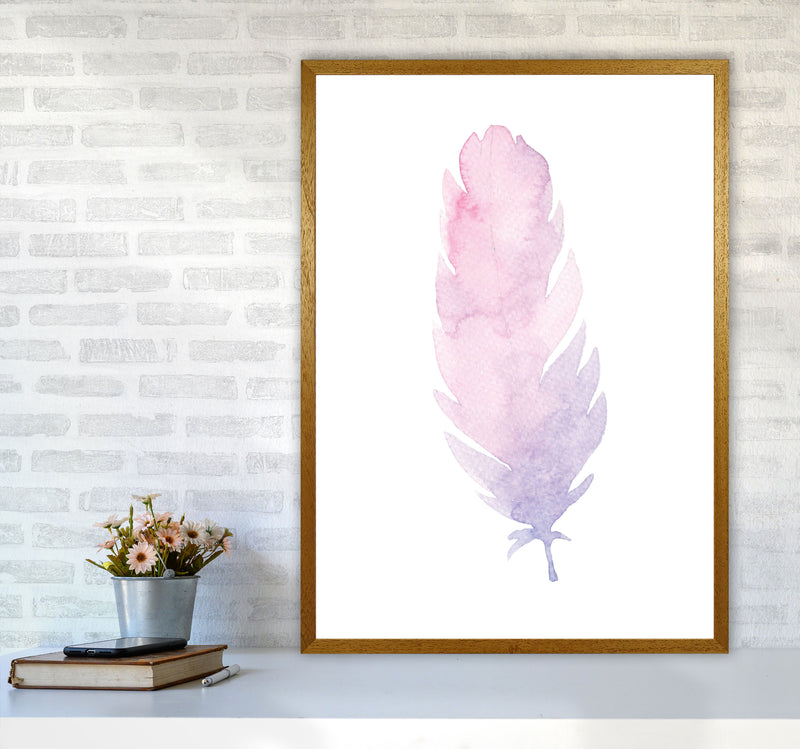 Pink Watercolour Feather Modern Print A1 Print Only