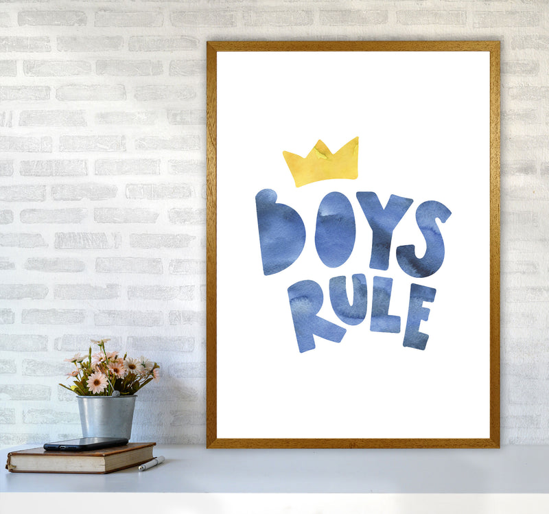 Boys Rule Watercolour Framed Nursey Wall Art Print A1 Print Only