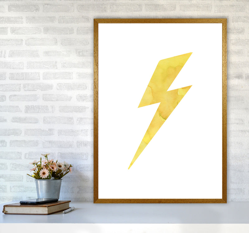 Yellow Thunderbolt Watercolour Modern Print A1 Print Only