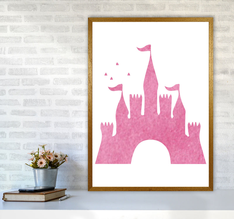 Pink Castle Watercolour Modern Print A1 Print Only