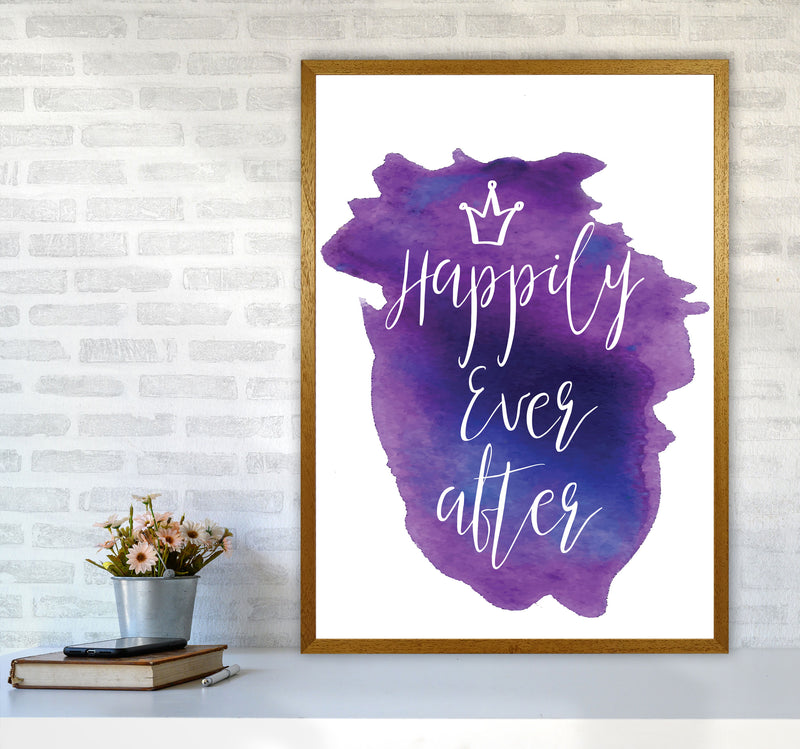 Happily Ever After Purple Watercolour Modern Print A1 Print Only