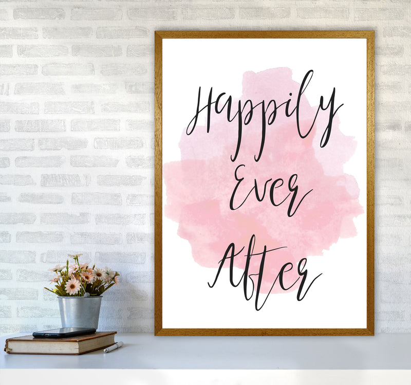 Happily Ever After Pink Watercolour Modern Print A1 Print Only