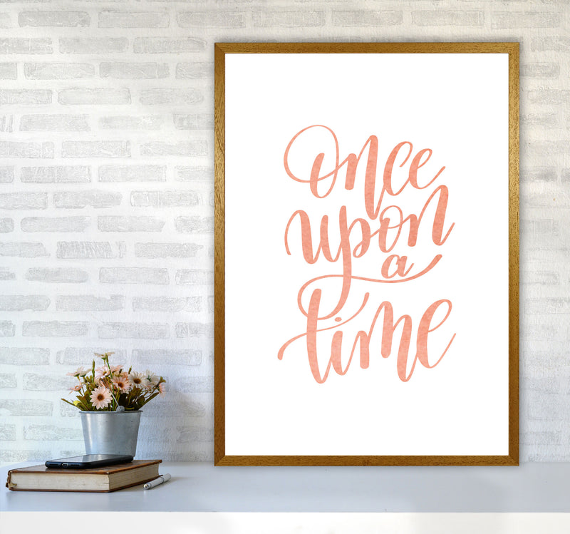 Once Upon A Time Peach Watercolour Framed Typography Wall Art Print A1 Print Only
