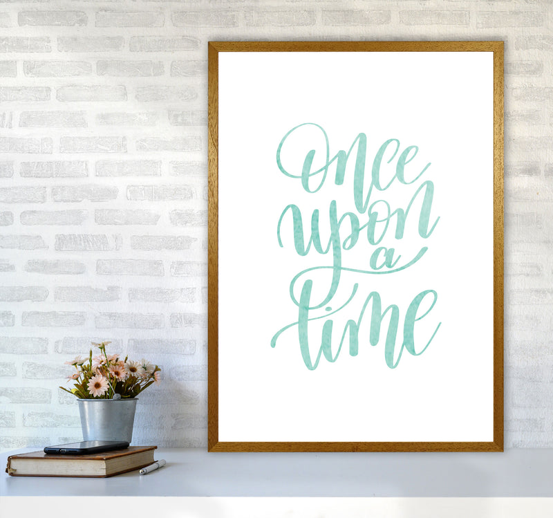 Once Upon A Time Mint Watercolour Framed Typography Wall Art Print A1 Print Only