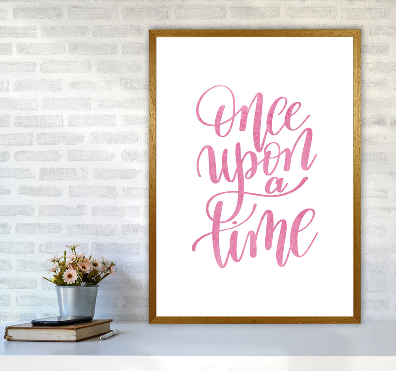 Once Upon A Time Pink Watercolour Framed Typography Wall Art Print A1 Print Only