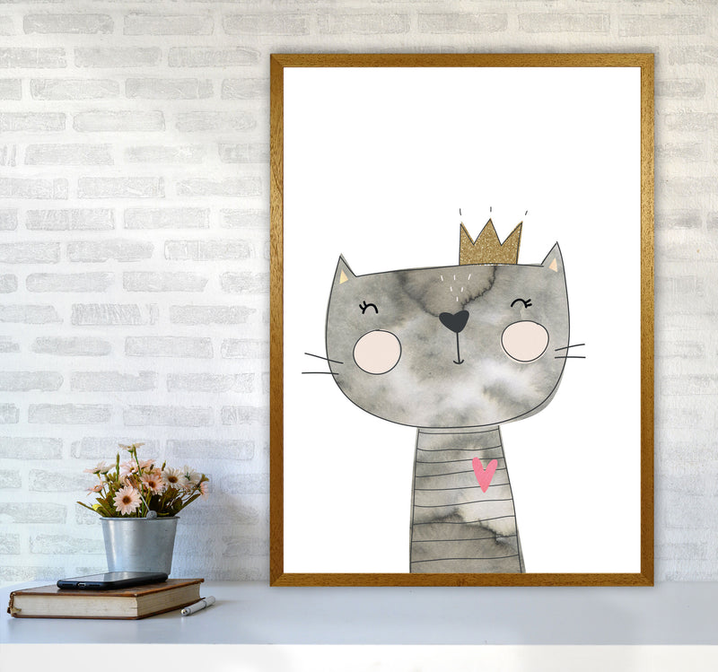 Scandi Grey Cat Watercolour Framed Nursey Wall Art Print A1 Print Only