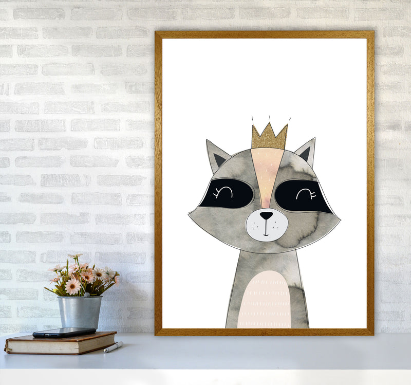 Scandi Grey Raccoon Watercolour Framed Nursey Wall Art Print A1 Print Only