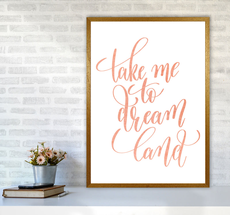 Take Me To Dreamland Peach Watercolour Modern Print A1 Print Only