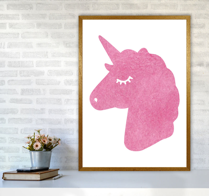 Unicorn Pink Silhouette Watercolour Modern Print A1 Print Only