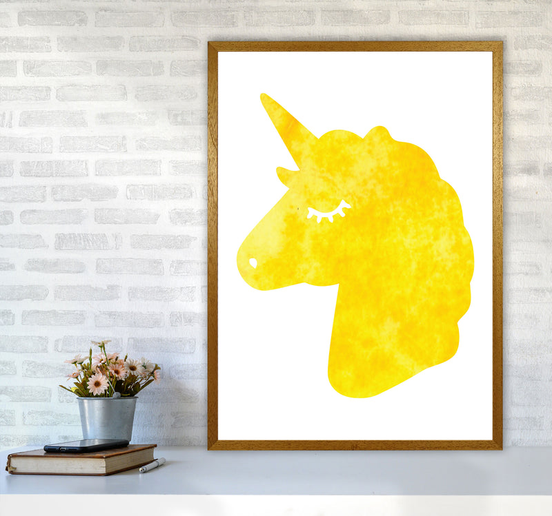 Unicorn Yellow Silhouette Watercolour Modern Print A1 Print Only