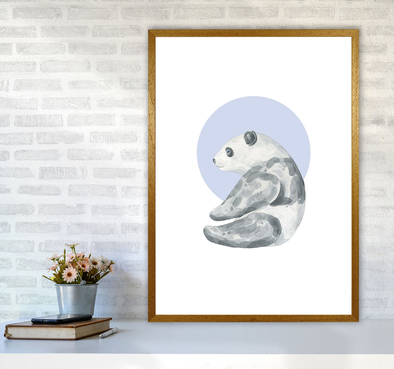 Watercolour Panda With Blue Circle Modern Print, Animal Art Print A1 Print Only