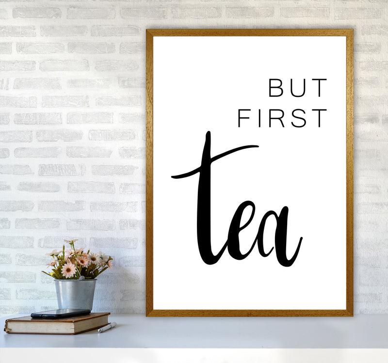 But First Tea Modern Print, Framed Kitchen Wall Art A1 Print Only