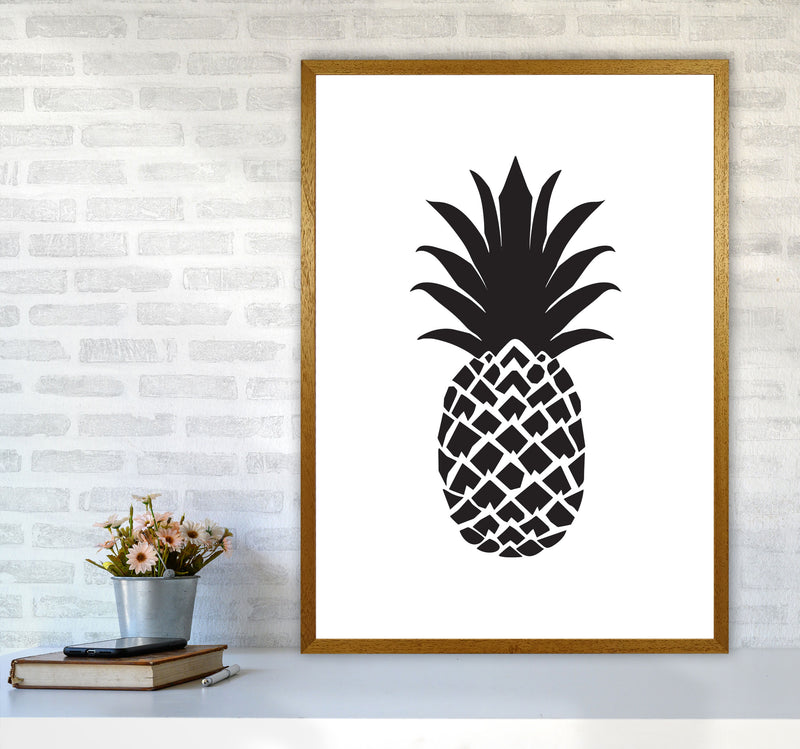 Black Pineapple 2 Modern Print, Framed Kitchen Wall Art A1 Print Only