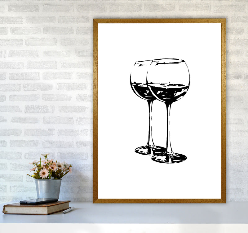Black Wine Glasses Modern Print, Framed Kitchen Wall Art A1 Print Only