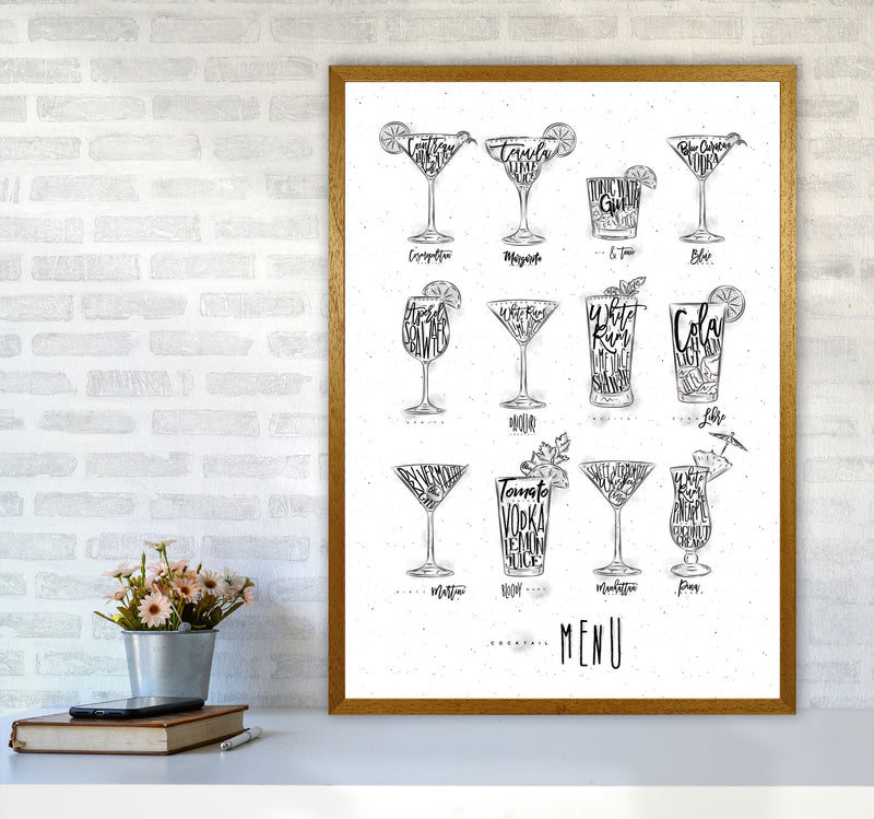 Cocktails Menu Modern Print, Framed Kitchen Wall Art A1 Print Only